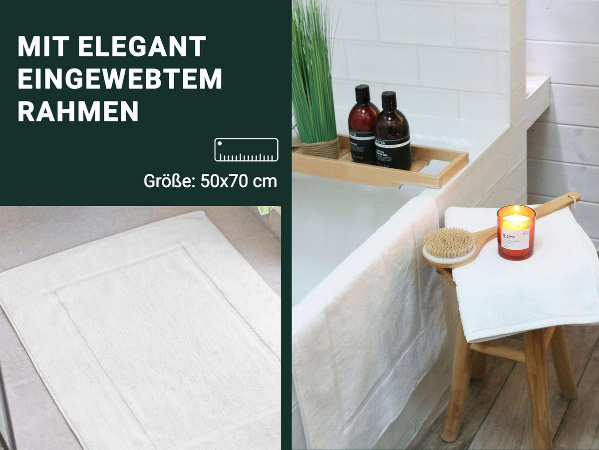 BADEMATTE, 2er-Set, 50x70 cm, 100% Baumwolle - Weiß, Textil (50/70cm) - Zollner