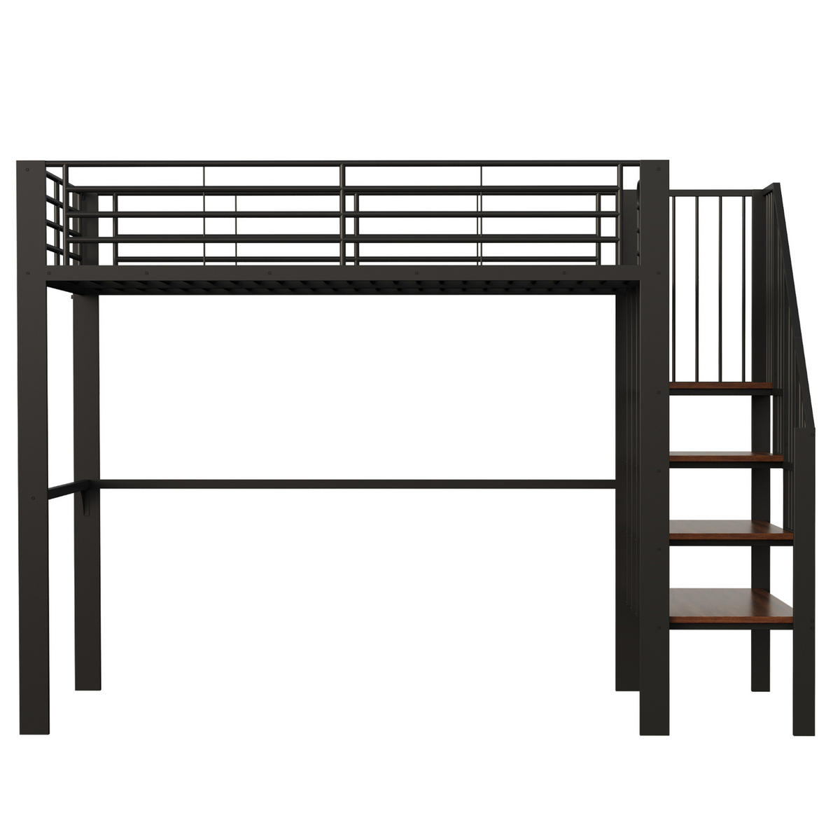 HOCHBETT 140/200 cm mit Treppe und Stauraum, stabile Metall- Holzwerkstoff-Konstruktion, Schwarz - Schwarz, Metall (140/200cm) - Redom