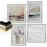WANDBILDER 4er Set - 50x50 cm & 40x60 cm Silberner Rahmen - Abstrakte Erdmuster - Silberfarben, Kunststoff (50/50cm) - ArtPrintCave