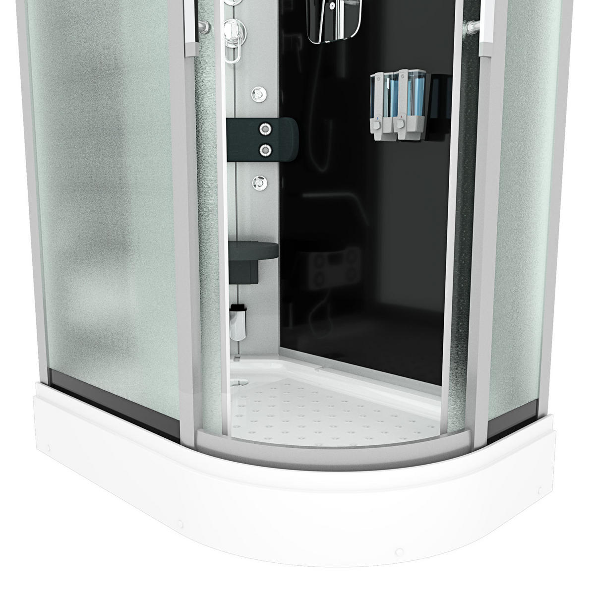 DUSCHE Duschkabine D60-73M0R Schwarz 80x120 - Schwarz, Glas/Kunststoff (80/120/215cm) - AcquaVapore by Sandra Jentho