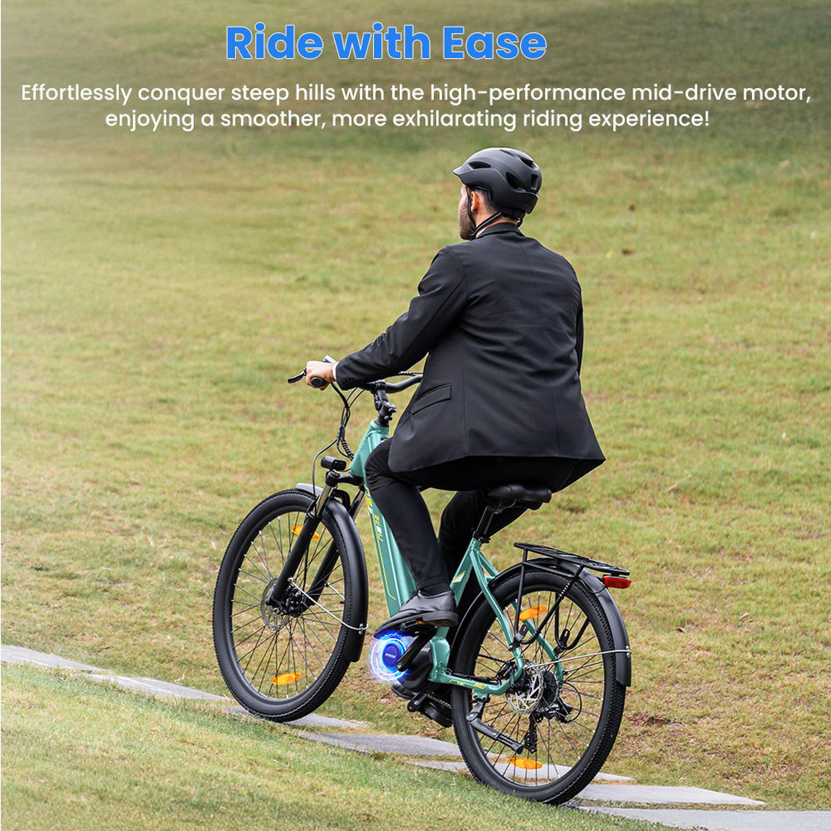 E-BIKE Touroll Urbano 3 – Leistungsstarker Mittelmotor für mühelose Fahrten - Blau, Metall (80cm)