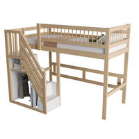 MASSIVHOLZBETT 90/200 cm, Natur mit Stauraumtreppe - Naturfarben, Holz (90/200cm) - MIVRAY