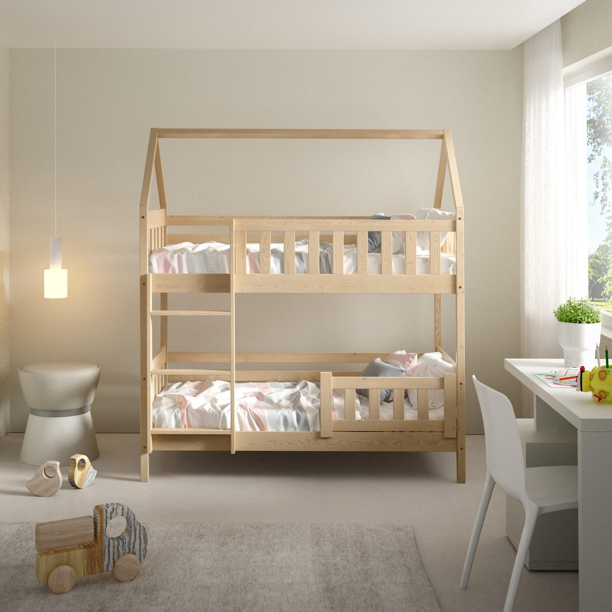 ETAGENBETT ELENA 80x160 cm Kieferfarben - Kieferfarben, Holz (80/160cm) - MASSENO