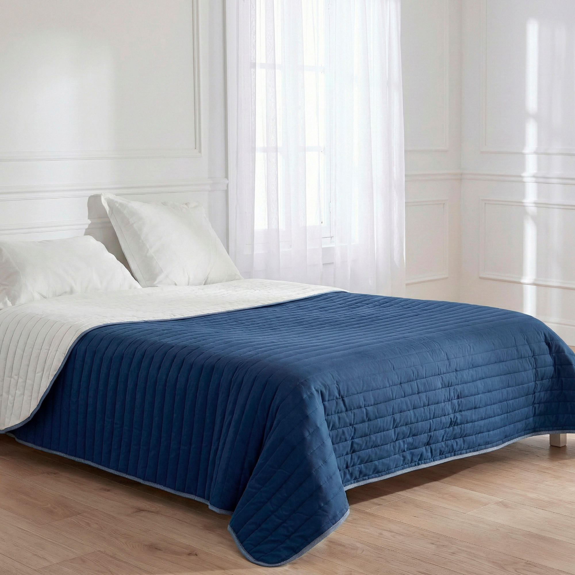 TAGESDECKE dash 270x260 cm (bett 160/180) dunkelblau - Dunkelblau, Textil (270/260cm) - Happy Friday