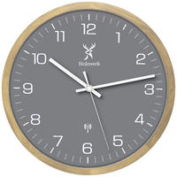 WANDUHR Holz Designer HARBURG (FUNK) Loft Wand Uhr, beige, grau, weiß - Beige/Weiß, Glas/Holz (30/30/4.2cm) - Holzwerk
