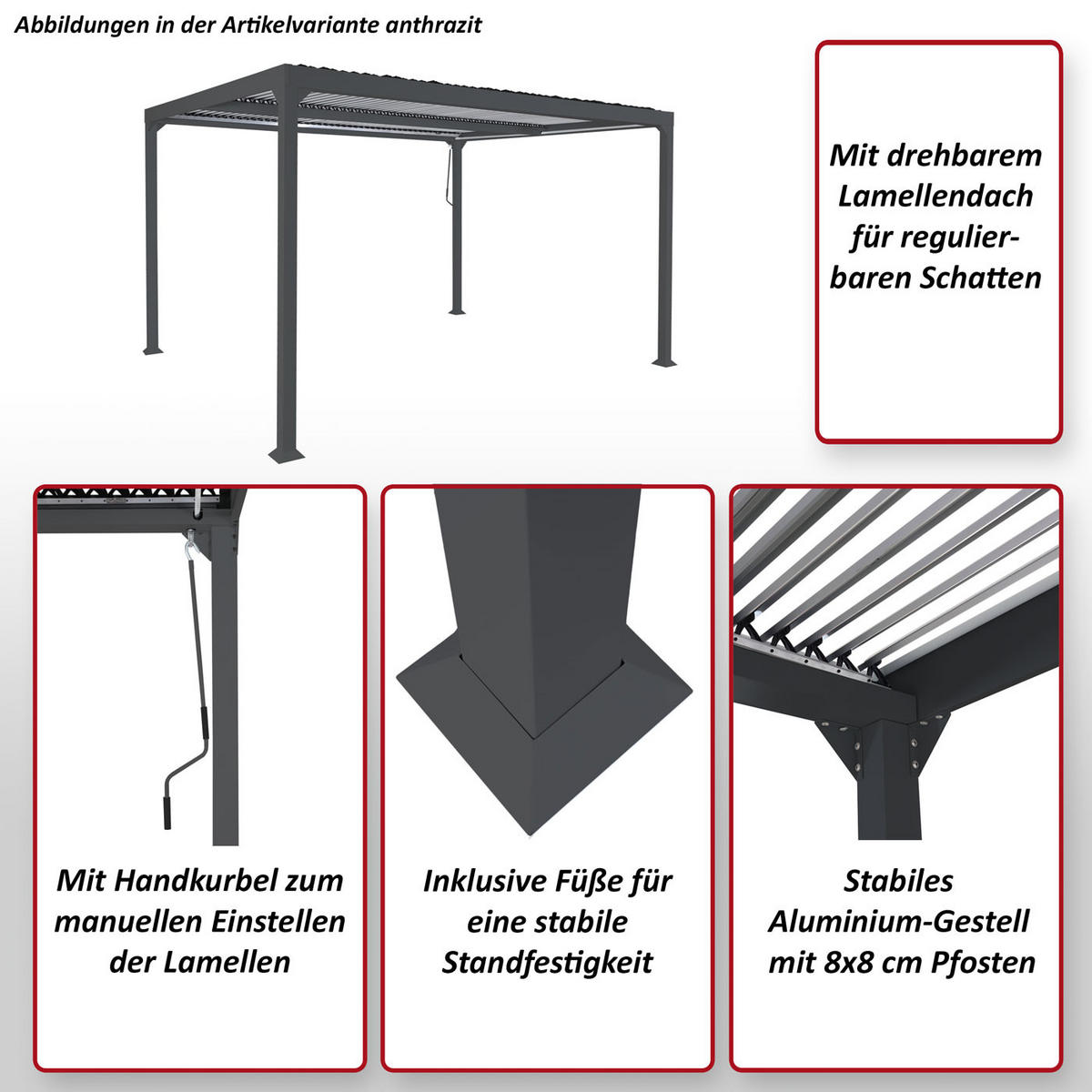 PERGOLA Weiß - Weiß, Metall (306/224/368cm) - MCW