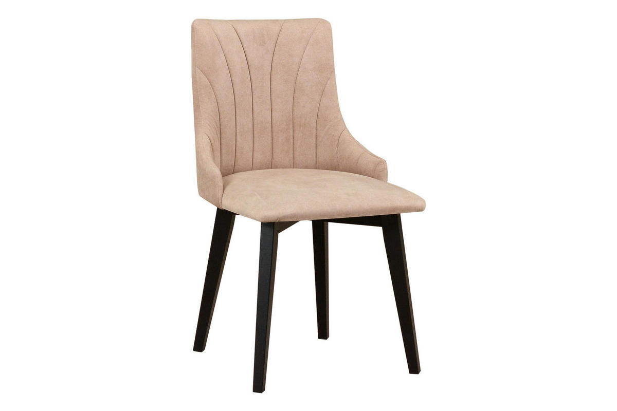 ESSZIMMERSTUHL 4x "MONTI 5", schwarz, zetta 291, Nähte: Muschel - Ecru/Beige, Holz (43/83/40cm) - Leaf Design
