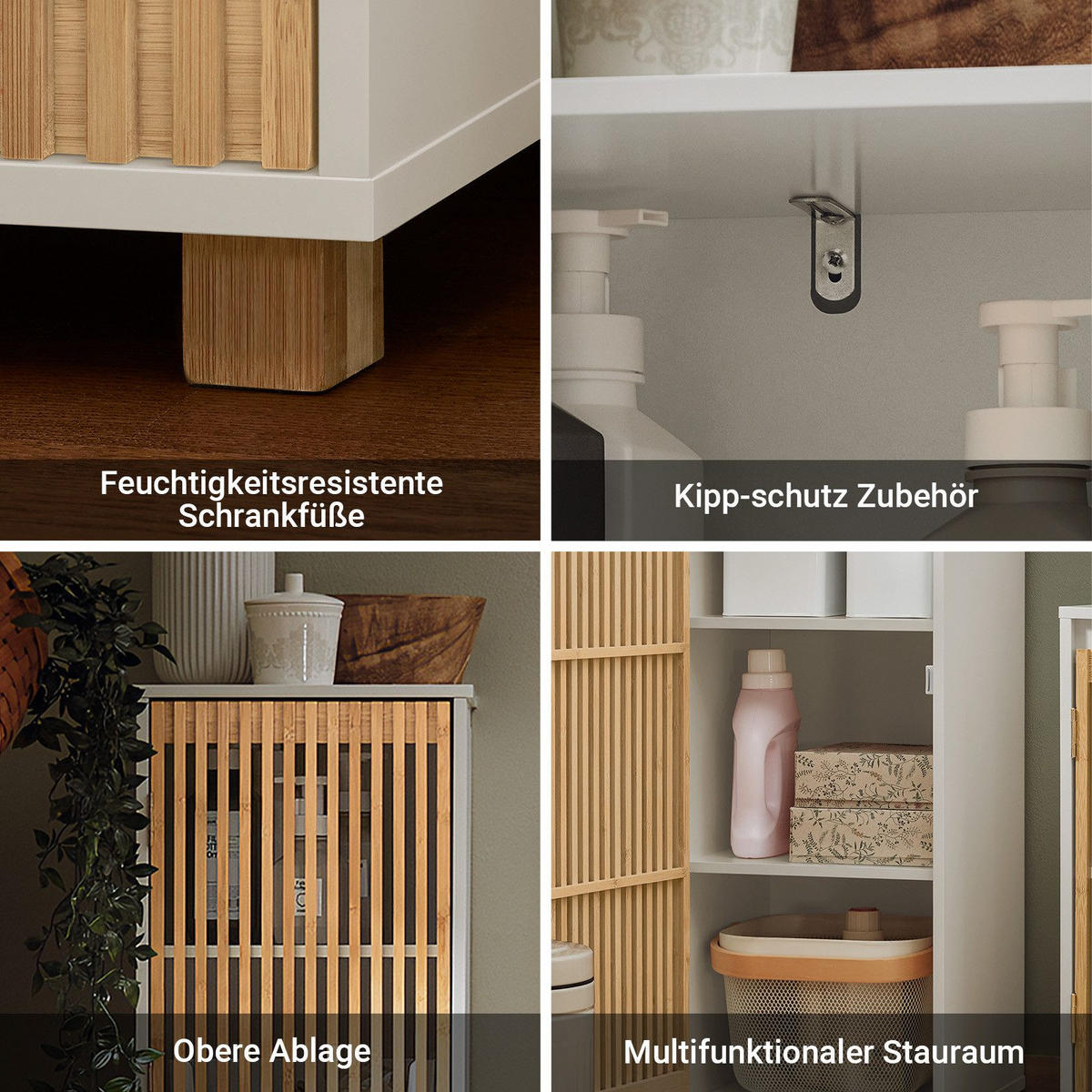 HOCHSCHRANK Weiß - Weiß/Naturfarben, Holz/Holzwerkstoff (33/165/33cm) - SoBuy