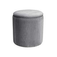 POLSTERHOCKER 38/38/38 cm Zylinder Stauraum Zierfalten Flanell Grau - Grau, Holzwerkstoff/Textil (38/38/38cm) - Livingandhome