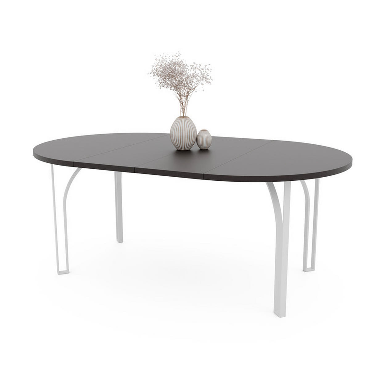 AUSZIEHTISCH ASTRO 100/76 cm, Weiß / Schwarz - Schwarz/Weiß, Holzwerkstoff/Metall (100/100/76cm) - Idohome