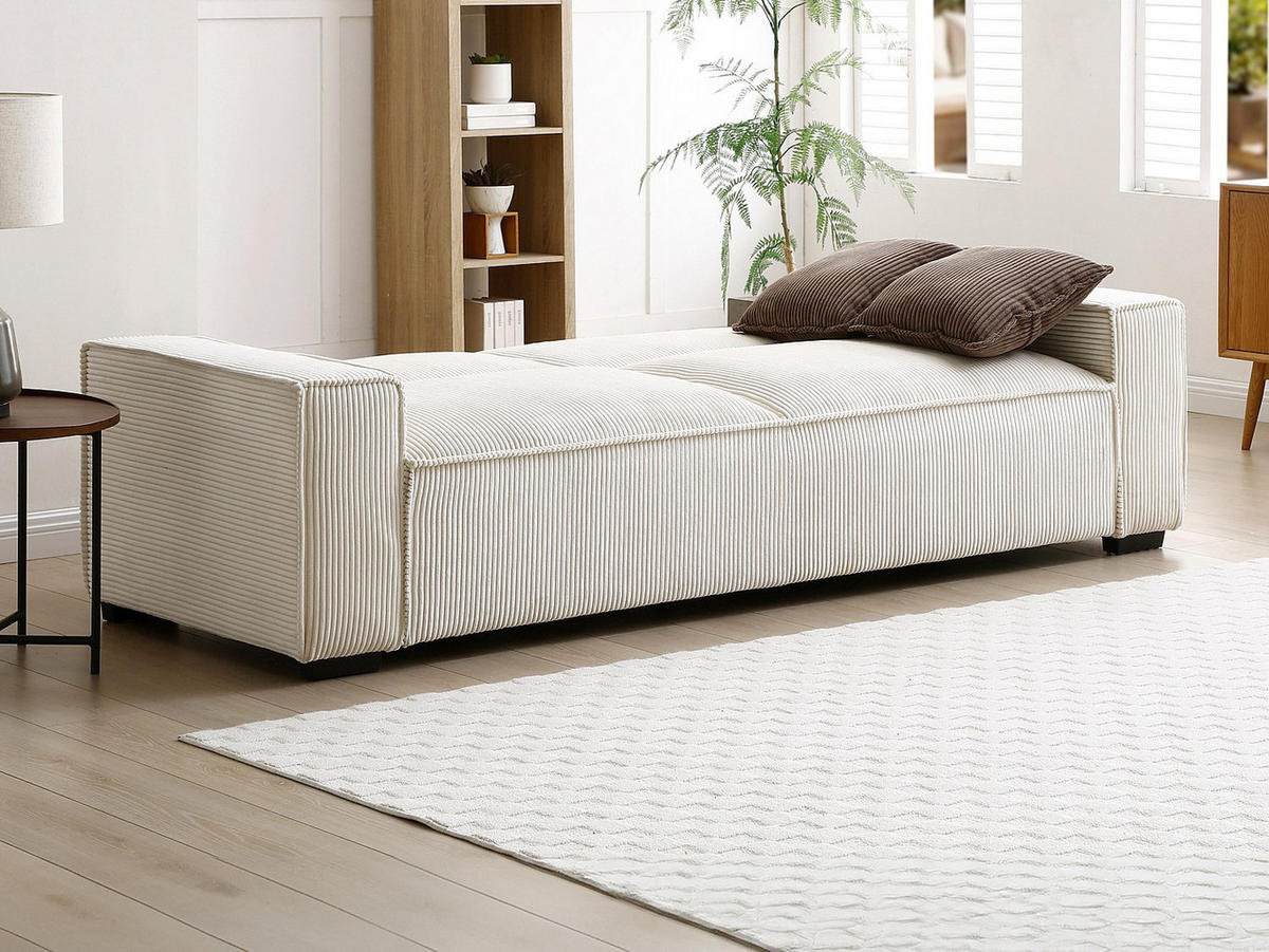 SOFA 3-Sitzer mit Schlaffunktion - Cord - Beige - SEKOTA - Beige, Textil (230/87/94cm) - Vente-Unique