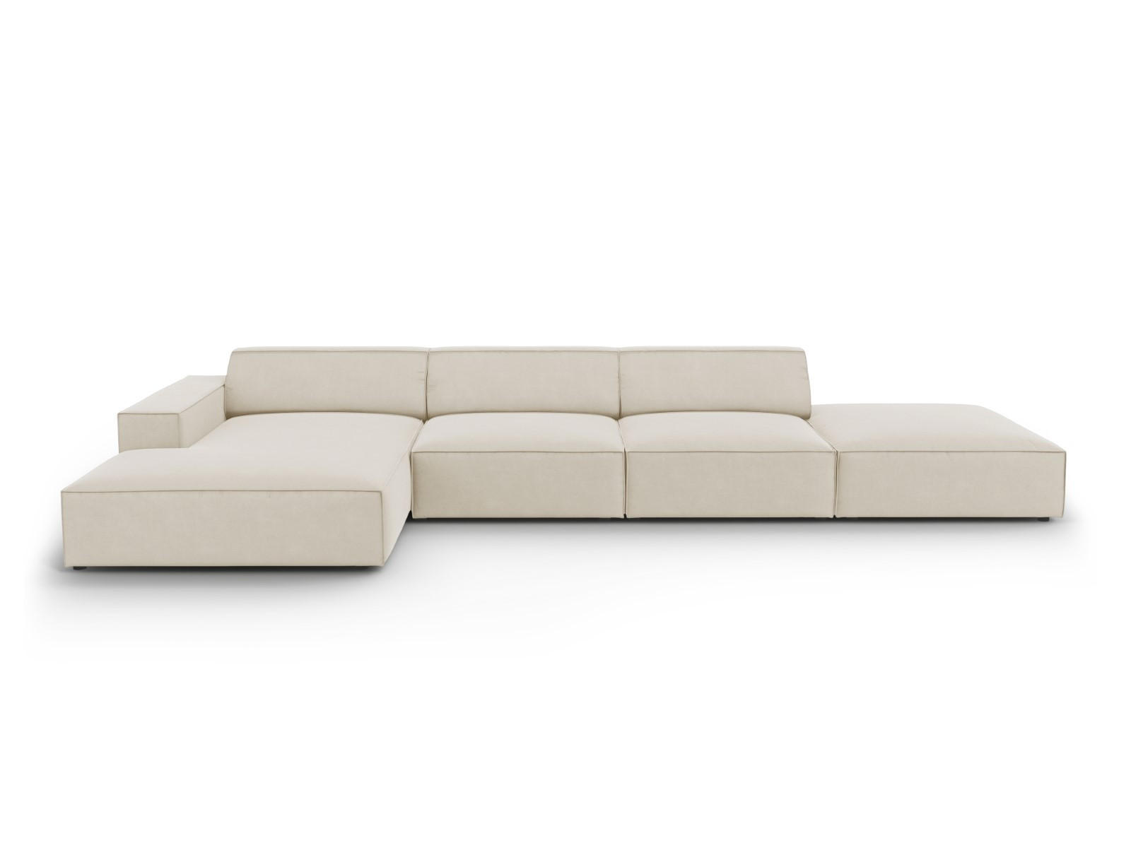 ECKSOFA links Jodie aus Samt dunkelbeige 5 Sitzplätze - Mokka, Textil (166/341cm) - Micadoni
