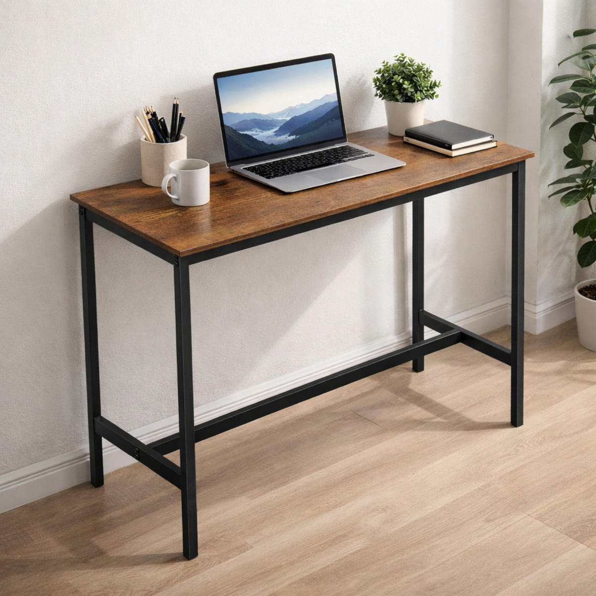 BARTISCH Holzoptik Metall Dunkelbraun Schwarz Küchentisch 100×40×90 cm - Dunkelbraun/Schwarz, Holzwerkstoff/Metall (40/100/90cm) - Begryf