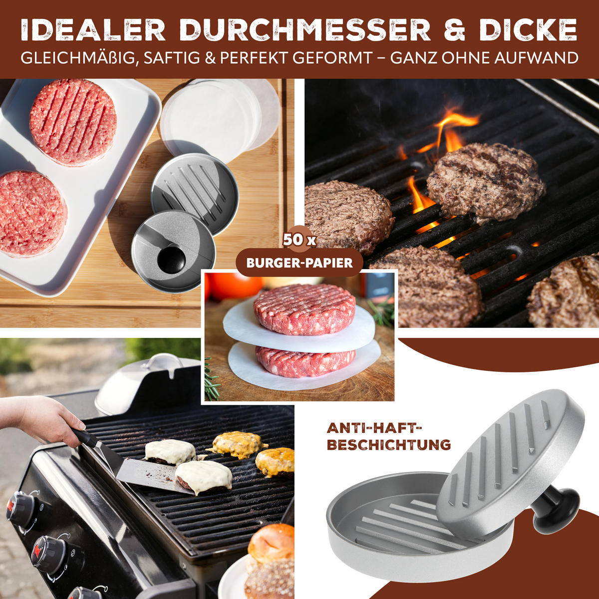 BURGER SET 5tlg - Silberfarben, Metall (18/6/18cm) - bremermann