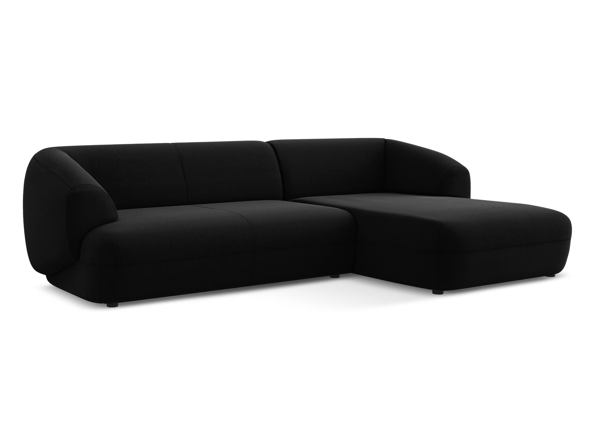 ECKSOFA Rechts Samt Stoff Schwarz - Schwarz, Kunststoff/Textil (280/156cm) - Makamii