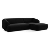 ECKSOFA Rechts Samt Stoff Schwarz - Schwarz, Kunststoff/Textil (280/156cm) - Makamii