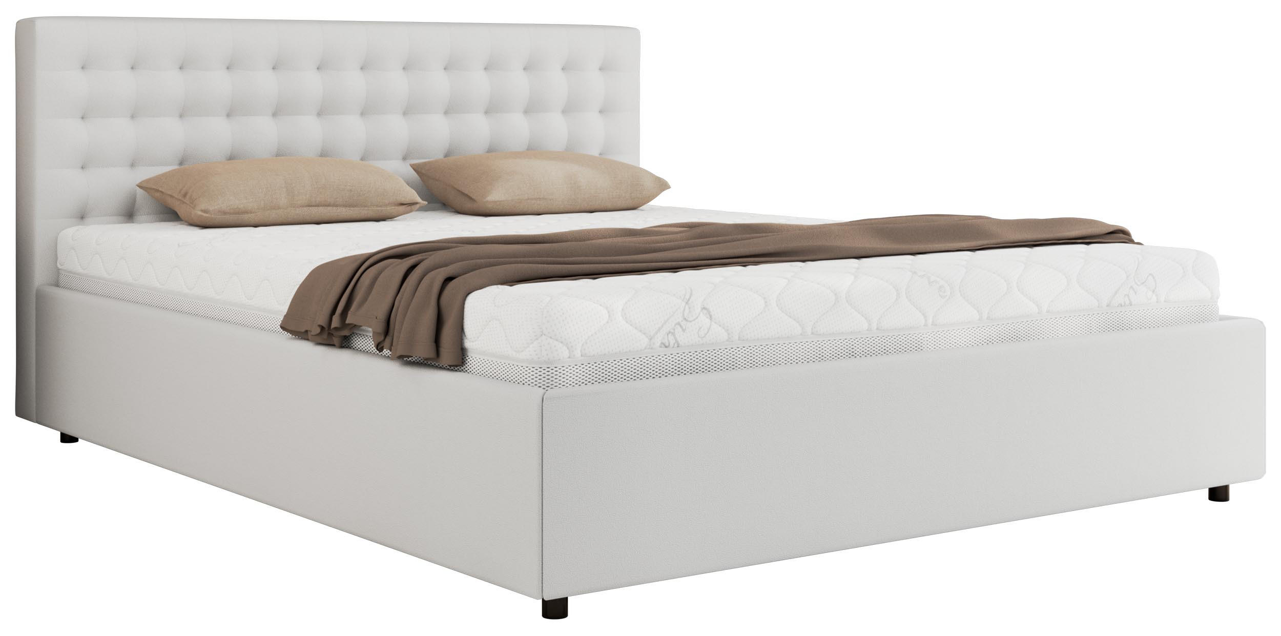 POLSTERBETT PAVO CLASSIC 140/200 - Weiß Kunstleder - Schaum-Matratze - Weiß, Textil (140/200cm) - MKS