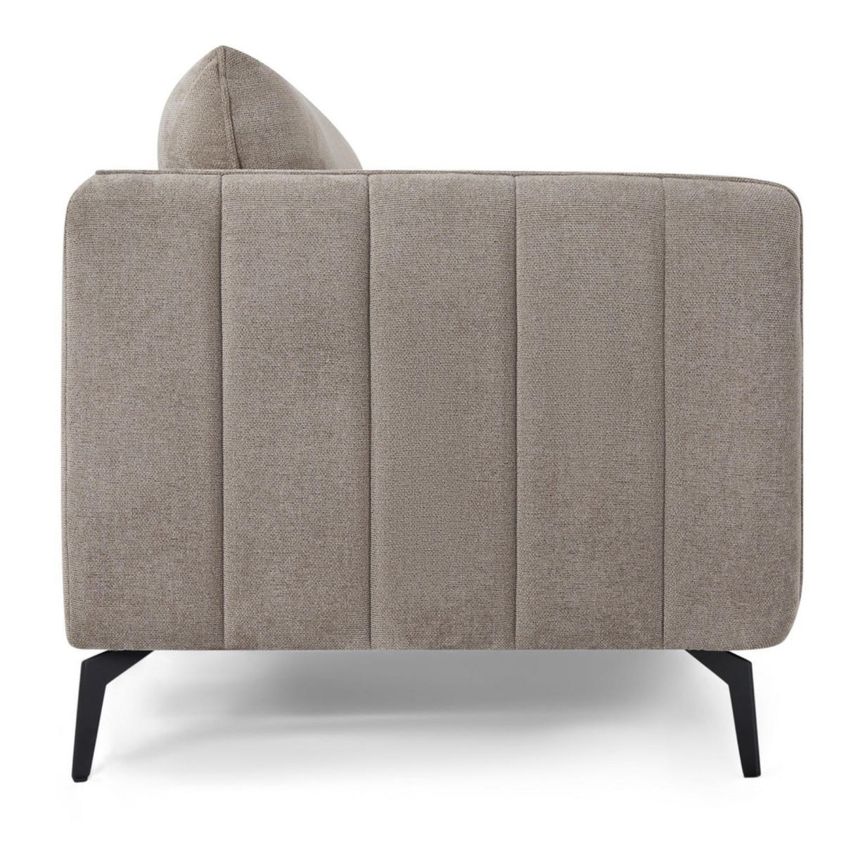 DREISITZER-SOFA Webstoff Beige - Beige/Schwarz, Textil/Metall (197/85/85cm) - Furnhouse
