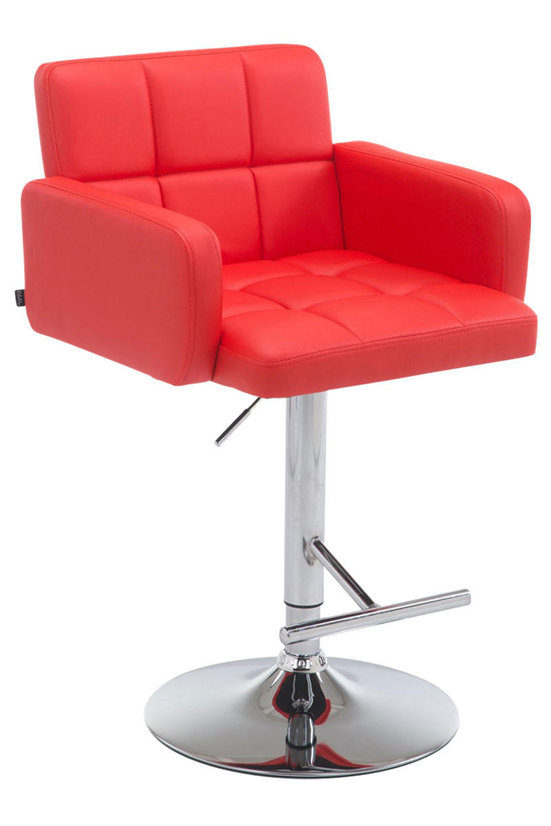 BARHOCKER Lederlook rot - Chromfarben/Rot, Textil/Metall (60/93/56cm) - CLP