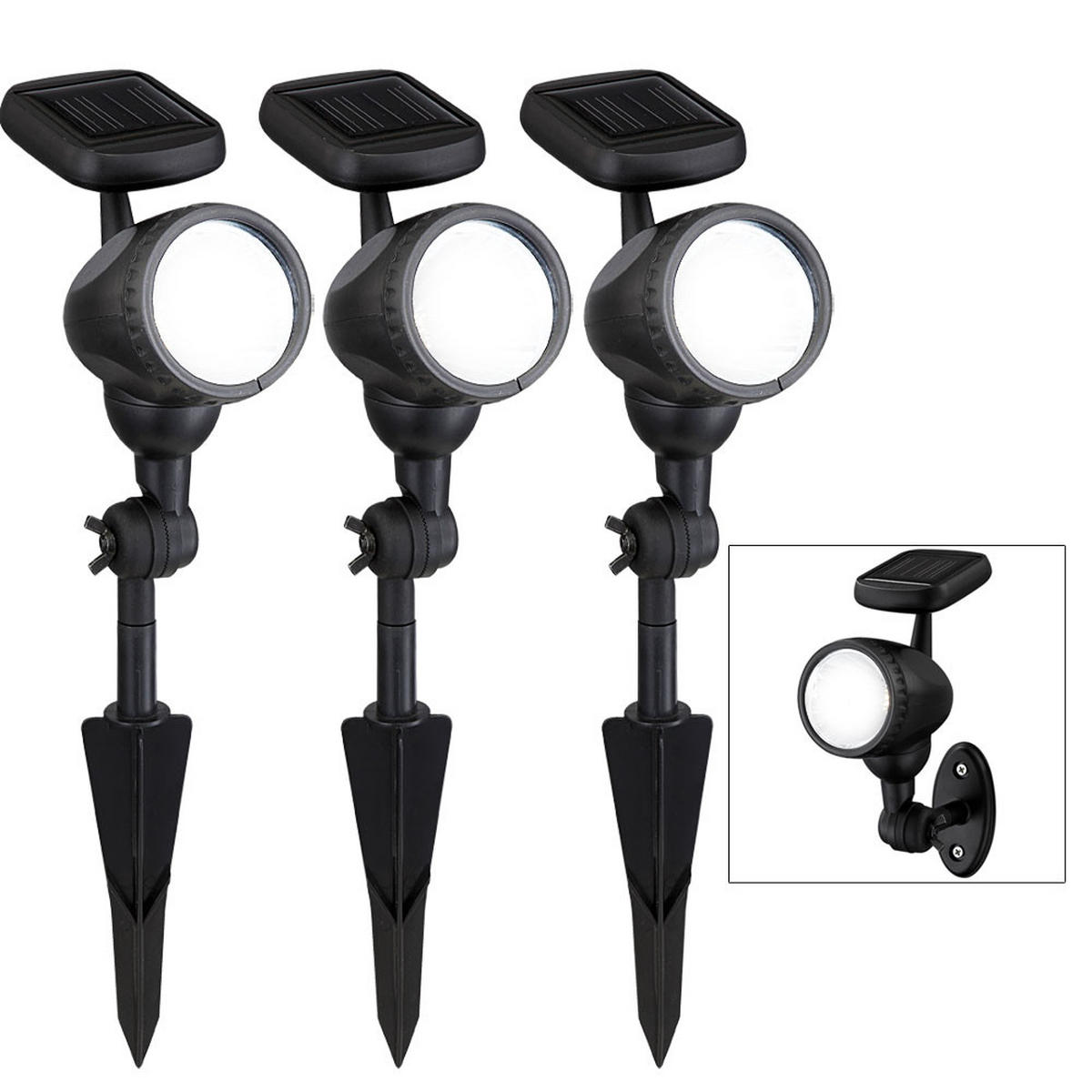 LED AUSSENWANDLEUCHTE Schwarz 3er Set - Schwarz, Kunststoff (7.2/17/8.5cm)