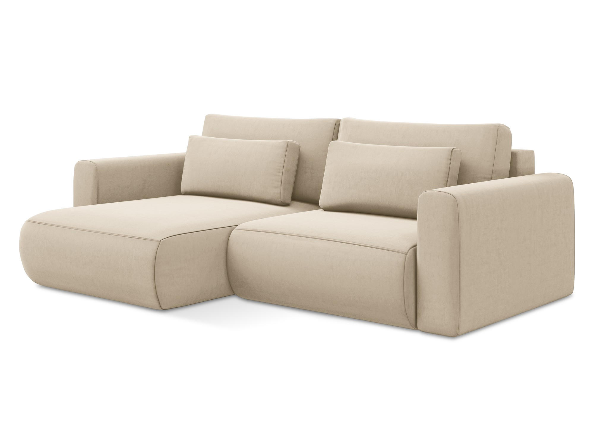 ECKSOFA mit Schlaffunktion Samt Stoff Beige - Beige/Creme, Kunststoff/Textil (149/240cm) - Makamii