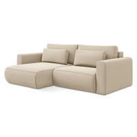 ECKSOFA mit Schlaffunktion Samt Stoff Beige - Beige/Creme, Kunststoff/Textil (149/240cm) - Makamii