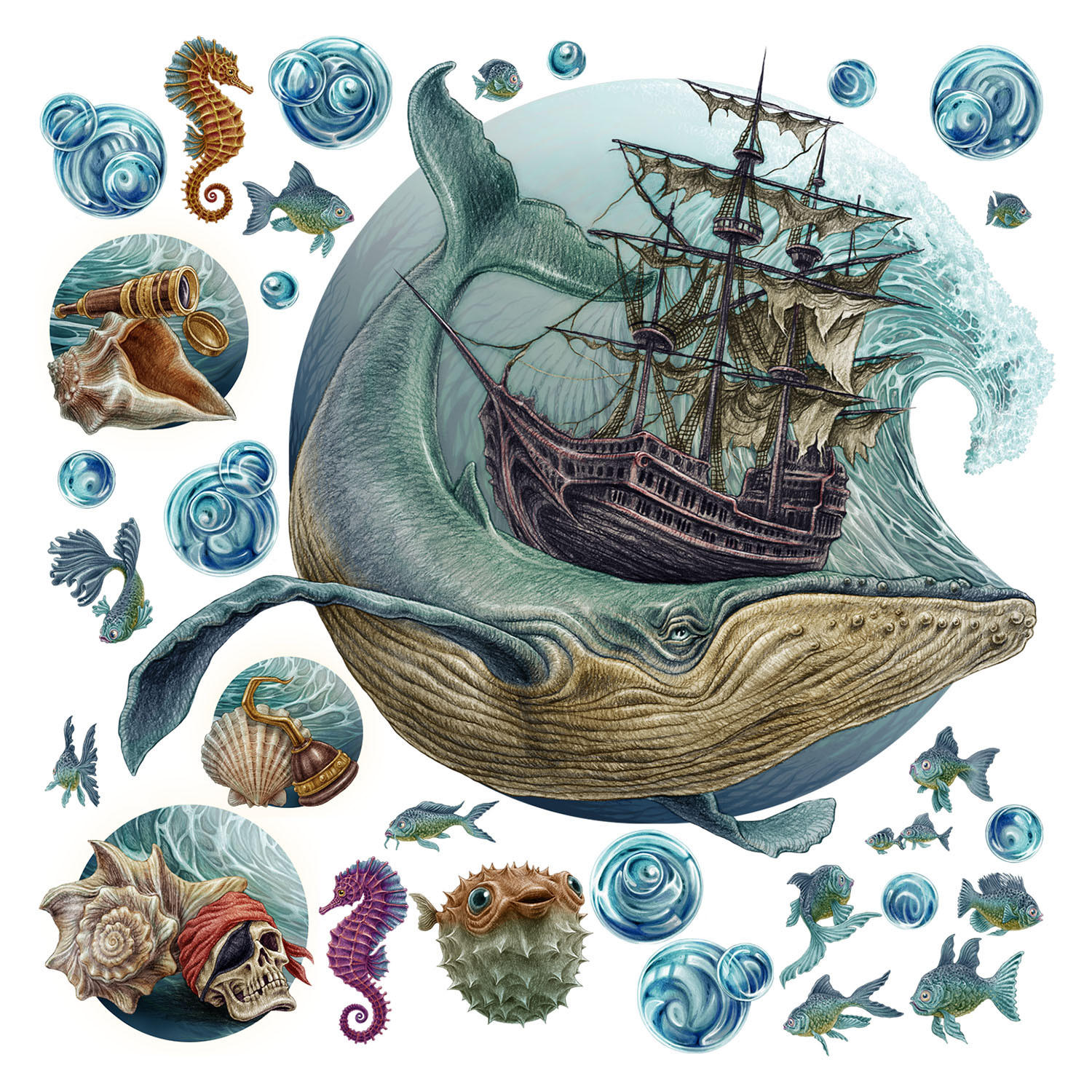 WANDAUFKLEBER 100x122cm - Märchenwelt - Multicolor, Kunststoff (100/122/0.1cm) - Wallfluent