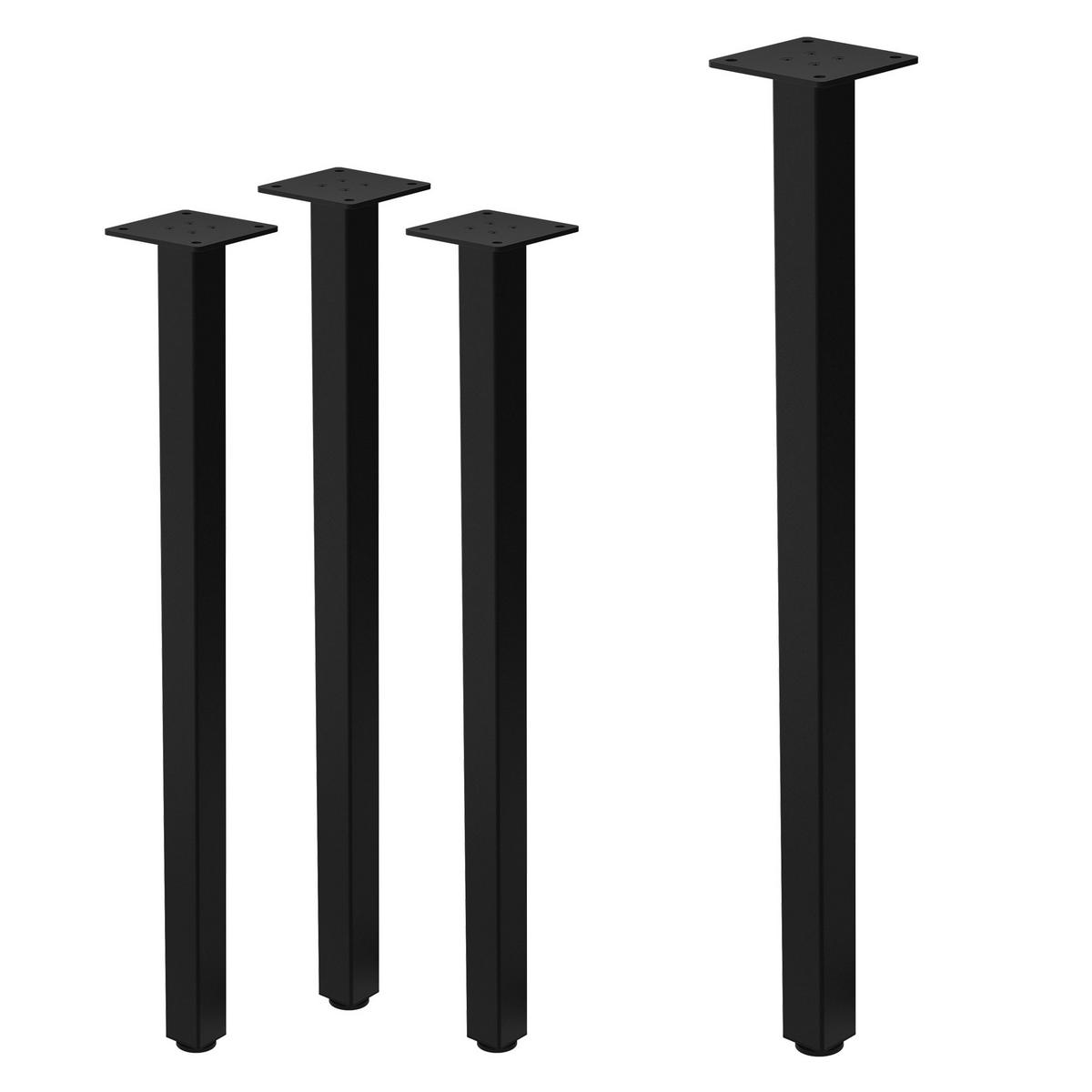 TISCHBEINE 4er Set I-Design H:72 cm Schwarz 4x4 cm - Schwarz, Metall (4/72/4cm) - ML-DESIGN