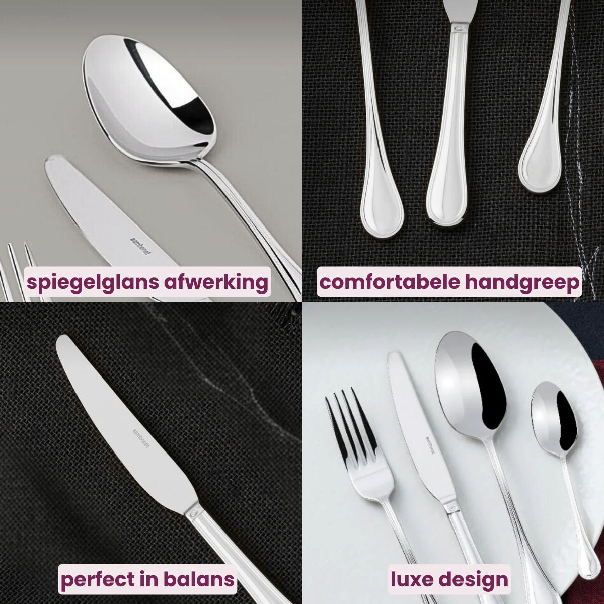 BESTECKSET Royal - Edelstahl - 36-teilig / 6 Personen - Silberfarben, Metall - Sambonet