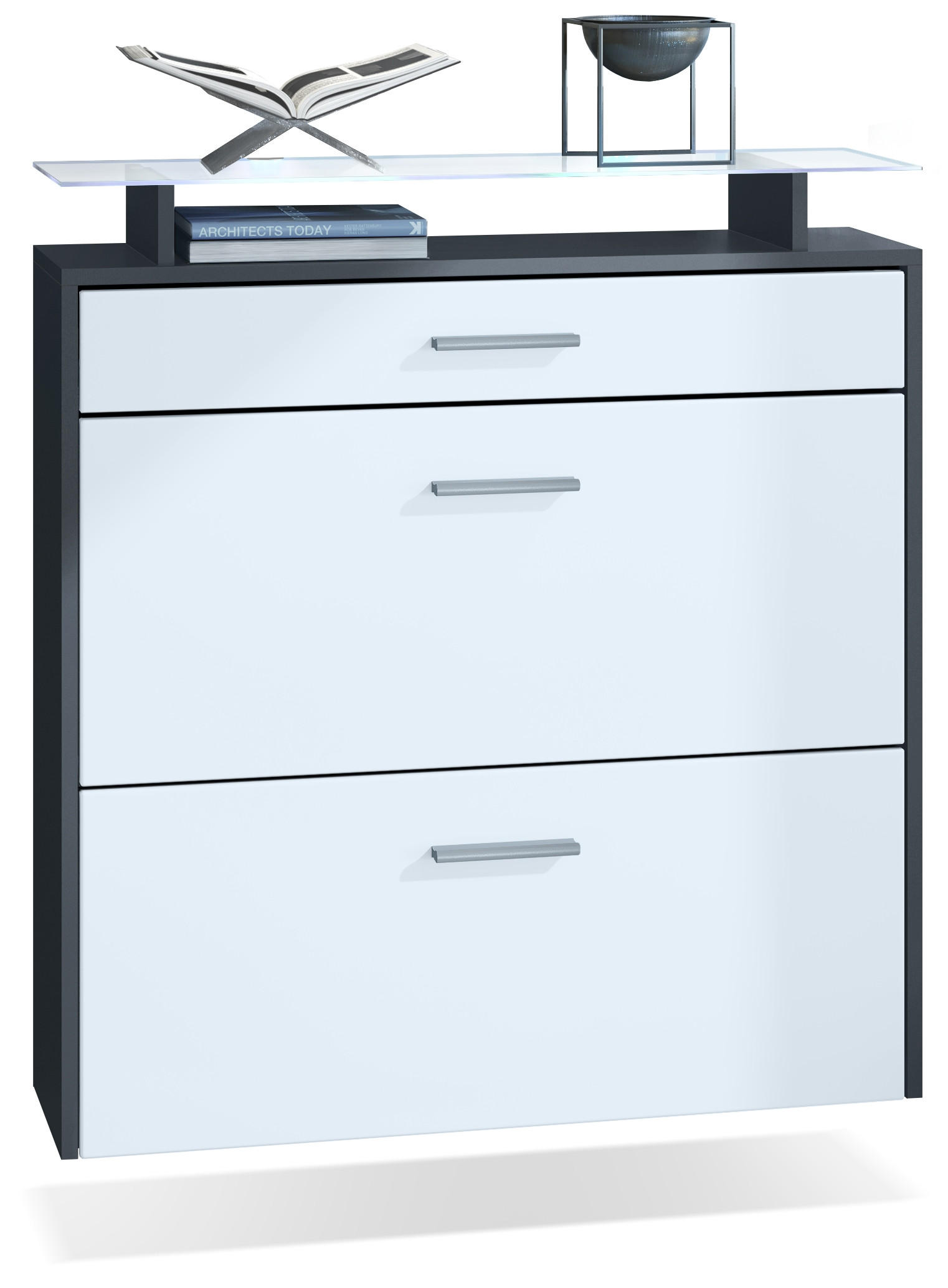 SCHUHSCHRANK Malea Fronten in Weiß matt - Weiß, Holzwerkstoff (89/96/23cm) - Vladon