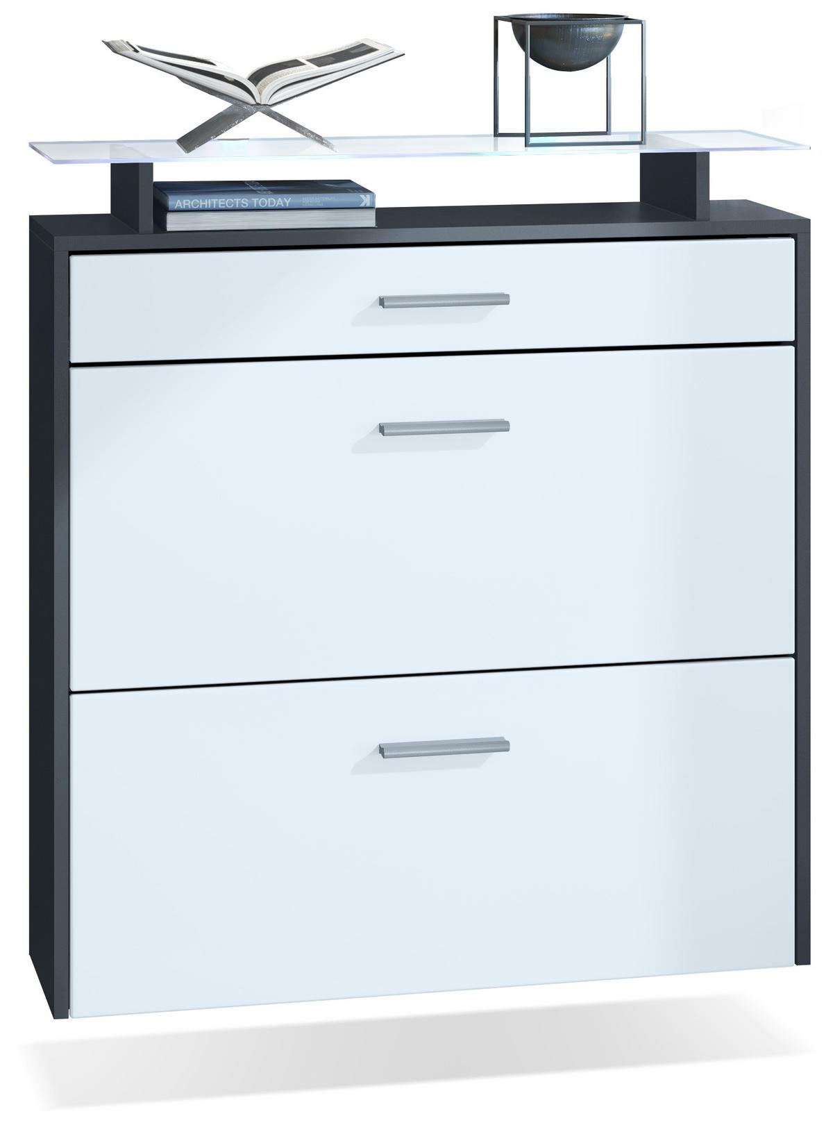 SCHUHSCHRANK Malea Fronten in Weiß matt - Weiß, Holzwerkstoff (89/96/23cm) - Vladon
