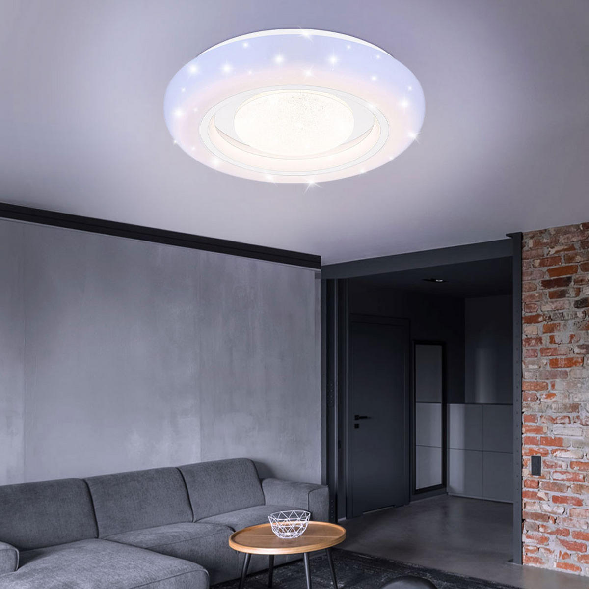 LED DECKENLEUCHTE Kristall Weiß Opal - Weiß, Metall (39/39/8cm) - Globo Lighting