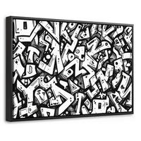 LEINWAND Bilder mit Rahmen - Formen - Buchstaben - Graffiti - Schwarz - 30x20 - Schwarz, Textil (30/20cm) - MuchoWow