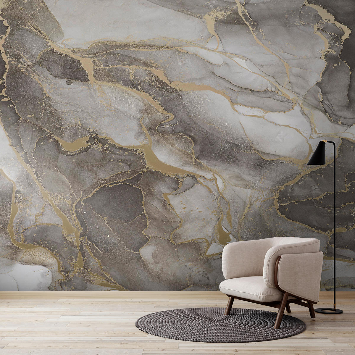 FOTOTAPETE Marble - Goldfarben/Weiß, Papier/Kunststoff (280/300cm) - Art for the Home