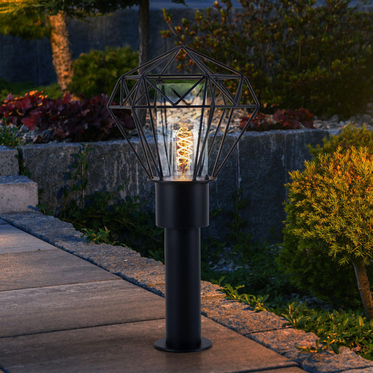 WEGELEUCHTE Horace Edelstahl Schwarz - Schwarz, Metall (22.5/25.5/50cm) - Globo Lighting