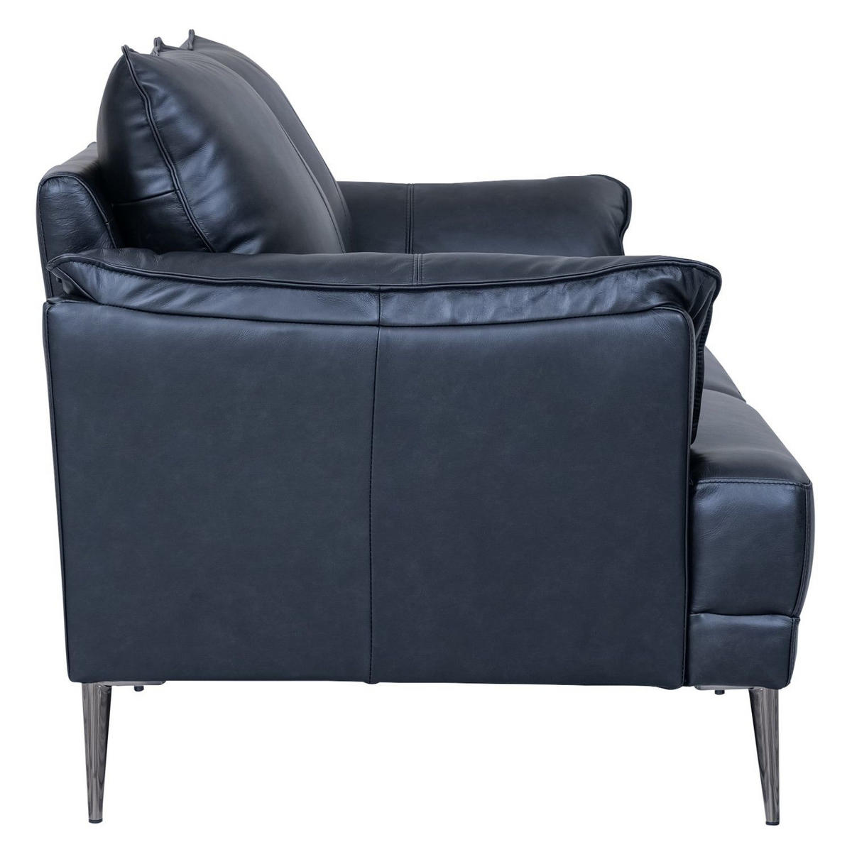 ZWEISITZER-SOFA Echtleder Schwarz - Schwarz, Leder/Metall (160/88/90cm) - Furnhouse