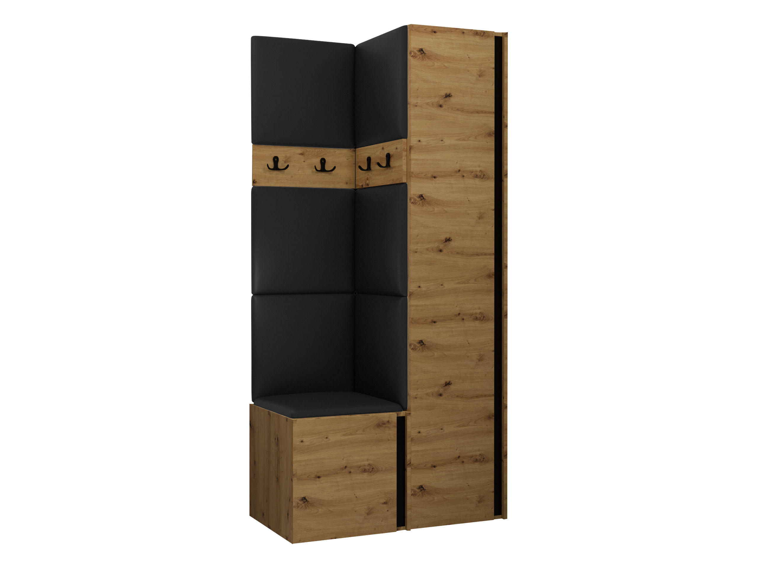 Mirjan24 Garderoben-Set Eiche Artisan, Schwarz 82x186x46 cm