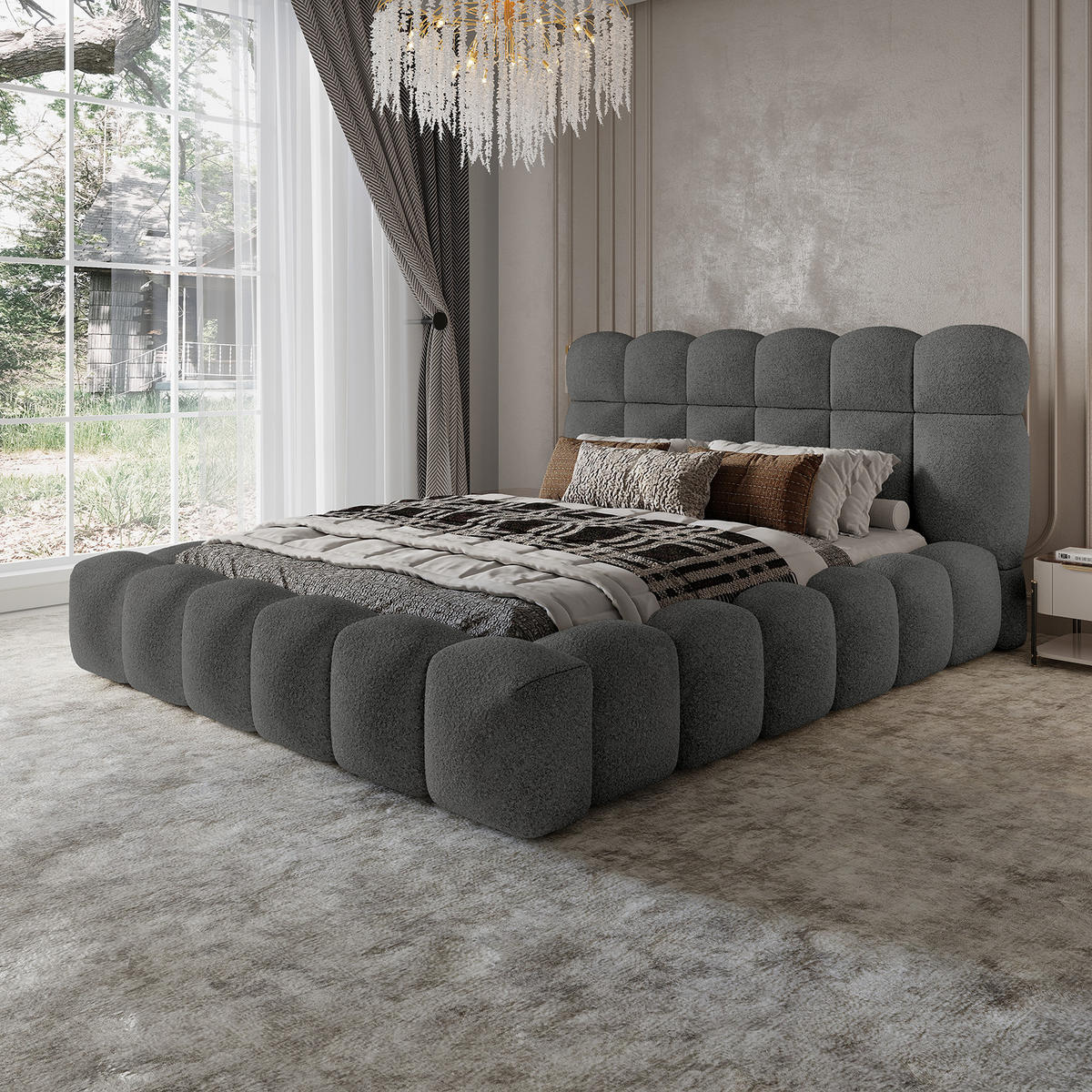 POLSTERBETT ACRI 160x200 cm, Anthrazit - Dunkelgrau, Textil (160/200cm) - Fedve