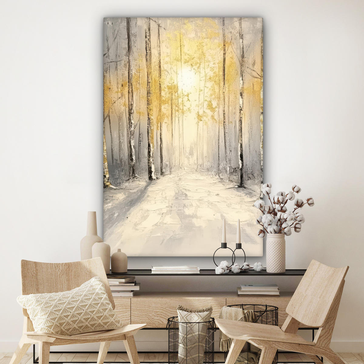 LEINWANDBILD Winter - Abstrakt - Schnee - Natur - Sonne Deko Groß 90x140 cm - Grau, Textil (90/140cm) - MuchoWow