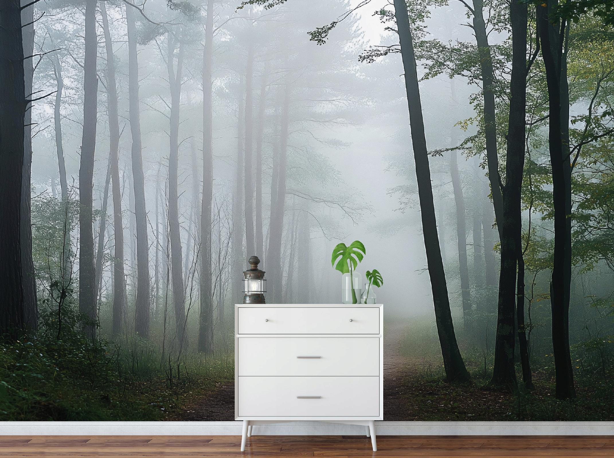 FOTOTAPETE Wald Natur Vlies Tapete Wohnzimmer Schlafzimmer 300x210 - Grau, Papier (300/210cm) - Wallarena