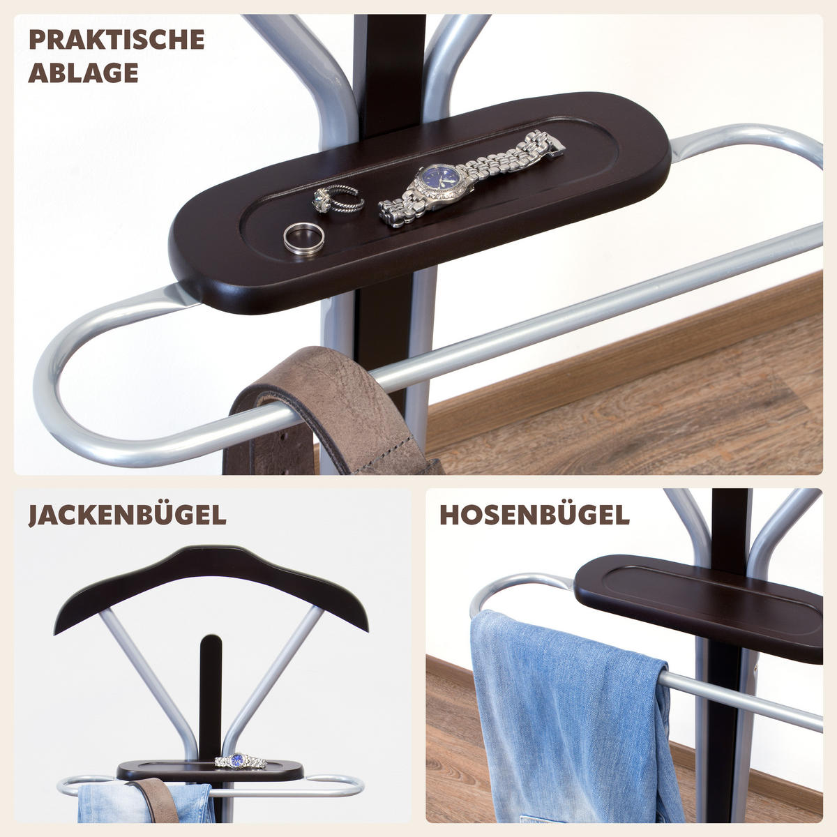KLEIDERBUTLER, braun, Metall - Braun, Metall (47.5/108/30cm) - bremermann