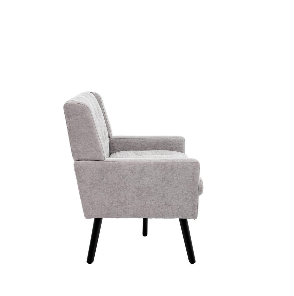 SITZBANK 2-Sitzer Leinenoptik Polster mit Knopfsteppung, Massivholzbeinen 119/75/88 cm Hellgrau - Hellblau, Textil (75/88/119cm) - Redom