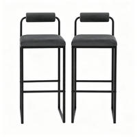 BARHOCKER DE-36215 2er Set mit Samtbezug Dunkelgrau - Dunkelgrau, Metall (39/95.5/38.5cm) - ComfortXL