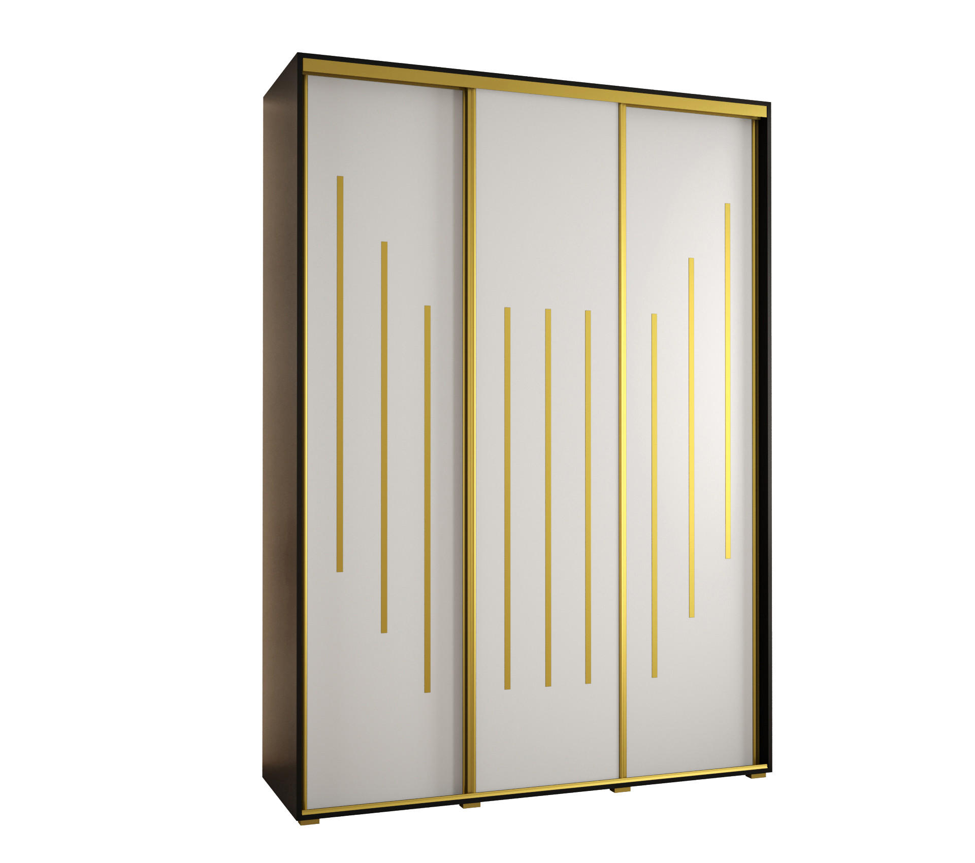 Abiks Möbel Schwebetürenschrank Schwarz, Weiß, Gold 170x235x60 cm