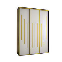 SCHWEBETÜRENSCHRANK 235,2/180/45 3-türig - Goldfarben/Schwarz, Holz/Metall (180/235/45cm) - Abiks Möbel