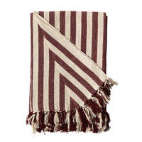 DECKE Gestreift 130x180 cm, 100% Baumwolle, Maroon/Natur - Rotbraun, Textil (130/180cm) - Au Maison