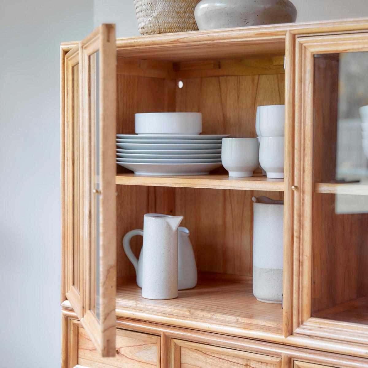 GESCHIRRSCHRANK Alex Natur aus Helles Mindiholz - Naturfarben, Holz (120/145/41cm) - Tikamoon