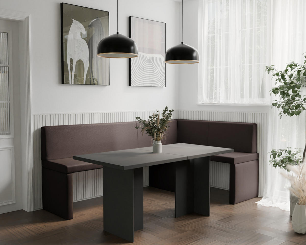 ECKBANK rechts OWEN Kunstleder, 128/168 cm Braun - Braun, Holz/Kunststoff (128/168cm) - Idohome