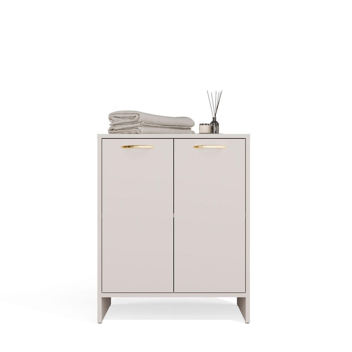 WASCHBECKENUNTERSCHRANK NINA 2DUM Kaschmir 60 x 74 x 40 cm - Beige, Holzwerkstoff (60/74/40cm)