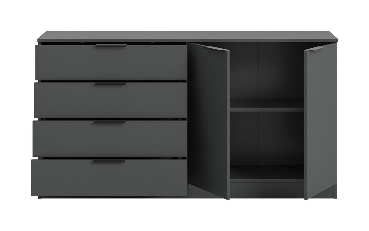 KOMMODE KOPENHAGEN (B/H/T: ca. 148/80/35 cm) in anthrazit/anthrazit - Anthrazit, Holzwerkstoff (148/80/35cm)